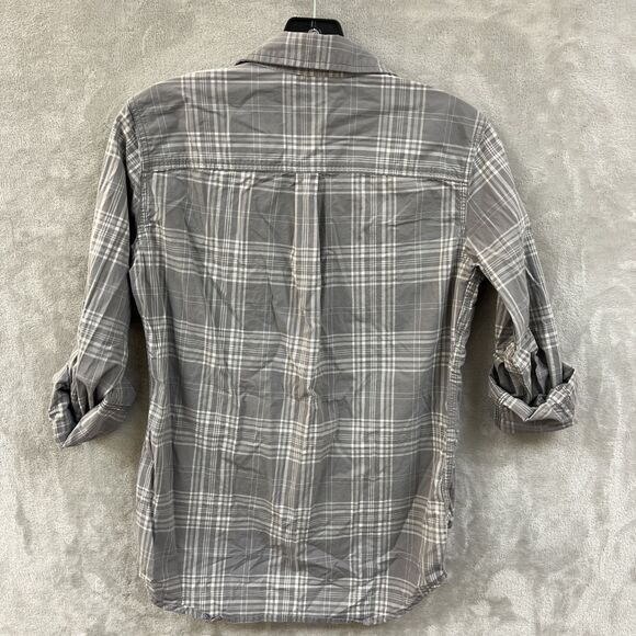 Carhartt Shirt Women’s S Gray Plaid Button Up Roll Tab Long Sleeve Collared - Picture 2 of 7